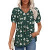 Puff Sleeve/Dark Green With Begonias