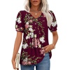 Puff Sleeve/Floral Wine