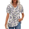 Puff Sleeve/Grey Background Purple Flower