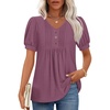 Puff Sleeve/Purplish Red