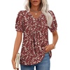 Puff Sleeve/Red-white Fl