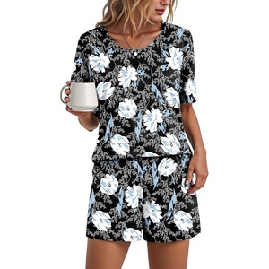image:imageFindsweet Pajama Set for Women 2 Piece Lounge Set Soft Sleepwear Summer Casual Short Pjs Sets with Pockets M3XLCrew Neckwhite Lily