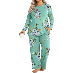 image:imageFindsweet Plus Size Womens Pajamas Sets 2 Piece Long Sleeve Pj Sleepwear Soft Comfy Tops and Pants with PocketsA2 Mint Green