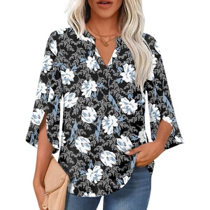 image:imageFindsweet Women Blouses Dressy Casual 34 Sleeve Tops Business Work Chiffon Office V Neck Shirts M4XL34 SleeveWhite Lily