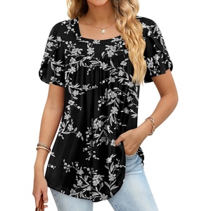 image:imageFindsweet Womens Plus Size Tops Summer Short Sleeve Tunics Casual Shirts Loose Fit M5XLPetal Sleevecarved White  Black