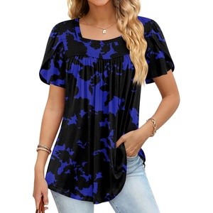 image:imageFindsweet Womens Plus Size Tops Summer Short Sleeve Tunics Casual Shirts Loose Fit M5XLPetal Sleevepurple Print