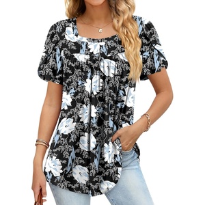 image:imageFindsweet Womens Plus Size Tops Summer Short Sleeve Tunics Casual Shirts Loose Fit M5XLPetal Sleevewhite Lily